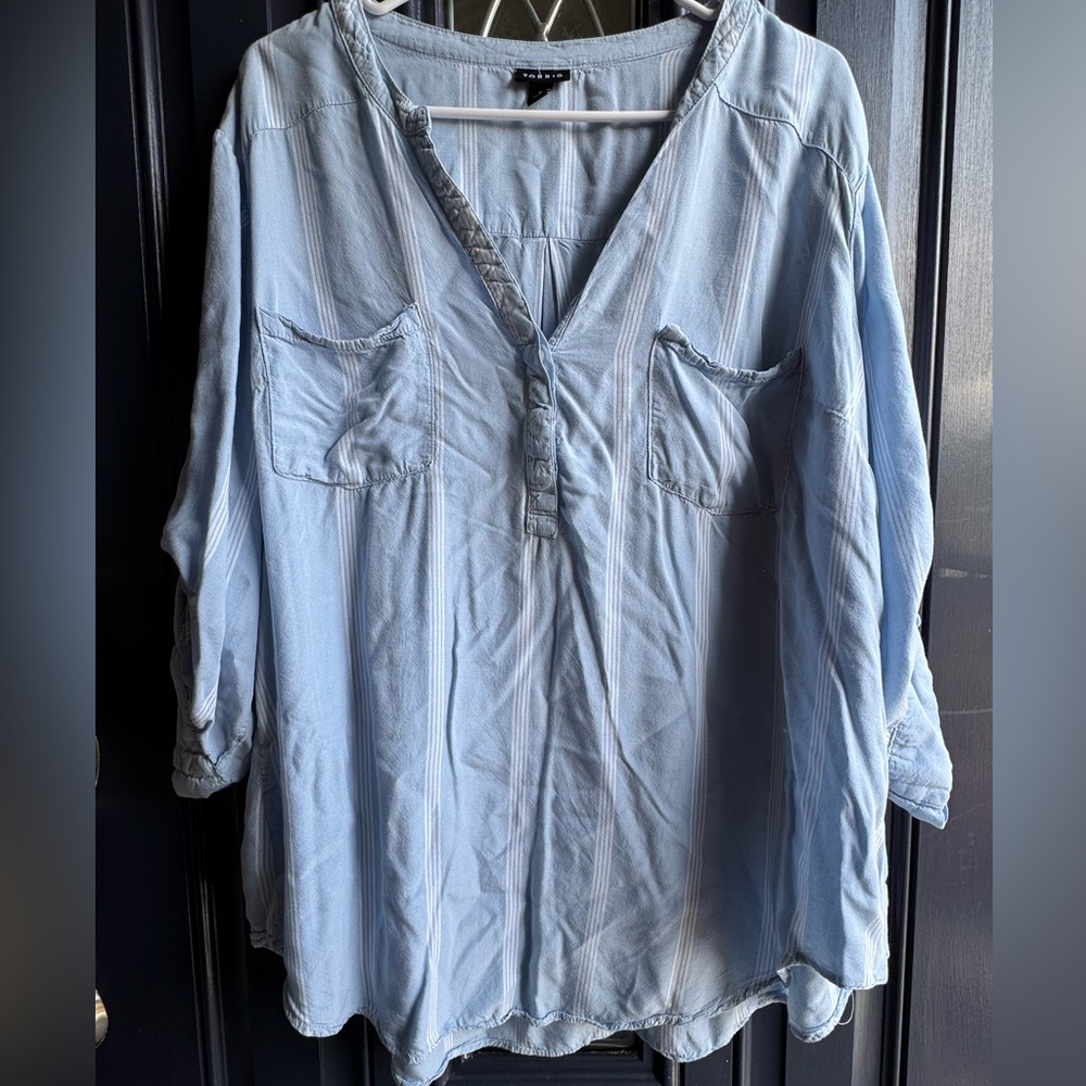 Torrid Light Blue Blouse with Pockets